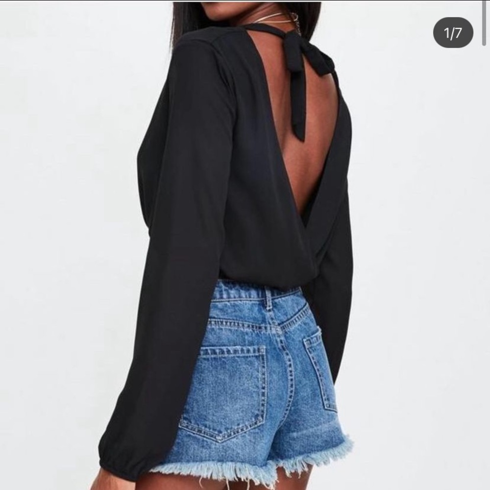 Missguided Tie-Back Long Sleeve Blouse